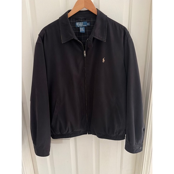 Polo Ralph Lauren Other - Polo Ralph Lauren Mens Black Harrington Jacket L Windowpane Lining Windbreaker